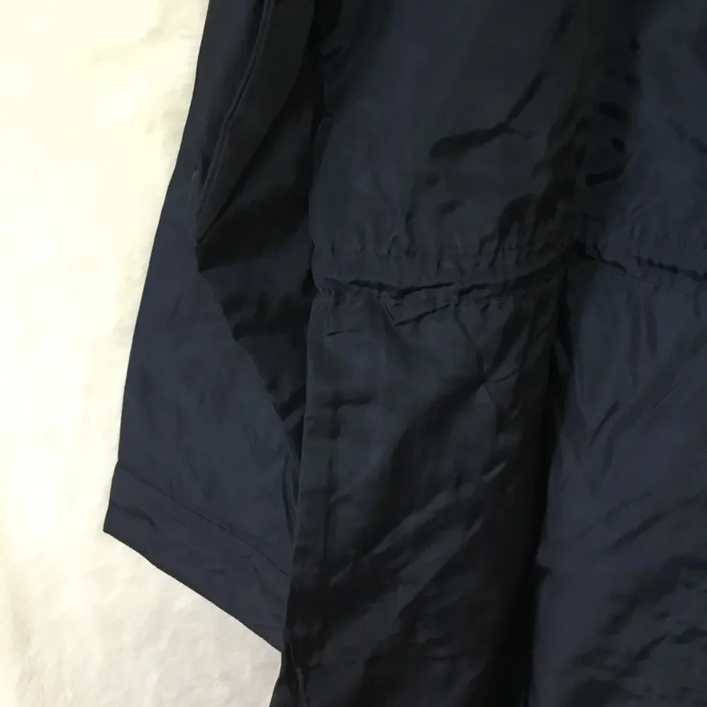 Navy Glossy Drawstring Trim Button-Down Coach Jacket - Picture 13 of 16